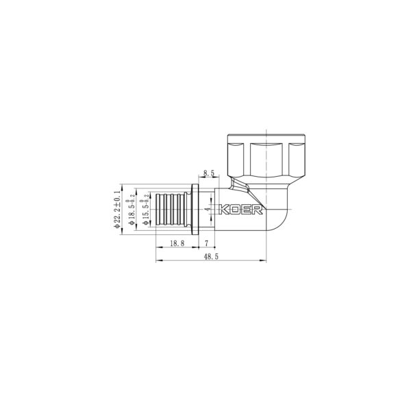 Кутник перехідний з ВР Koer KA.L08F-16 - 16(2.2mm) x 3/4"F