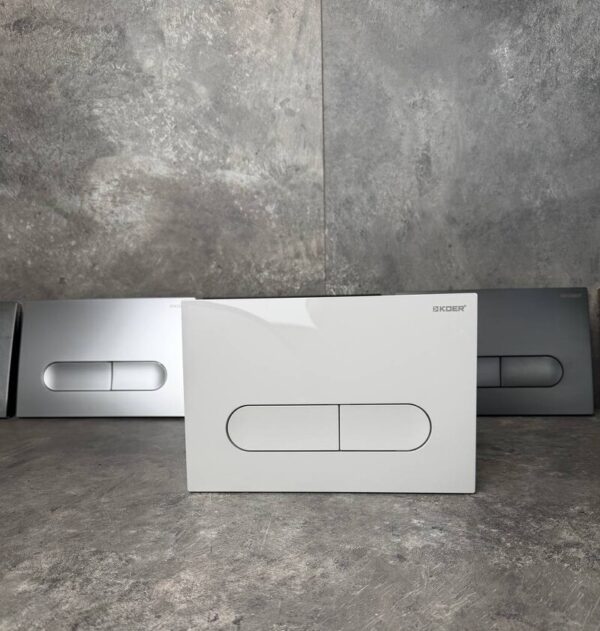 Панель змиву KOER KT-0608-03 240x160x10mm пластикова, кнопка закруглена (колір білий)