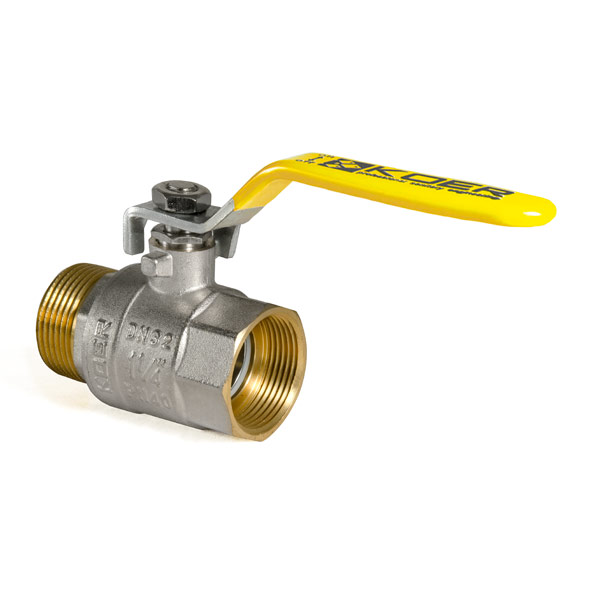 Кран кульовий KOER KR.215.G - 1 1/4" FM ГШВ YELLOW, ручка "важіль" жовта