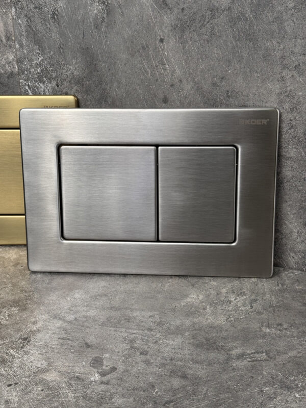 Панель змиву KOER KT-0612-07 240x160x10mm з нержавіючої сталі, кнопка квадратна (колір графіт) Панель змиву KOER KT-0612-07 240x160x10mm з нержавіючої сталі, кнопка квадратна (колір графіт)