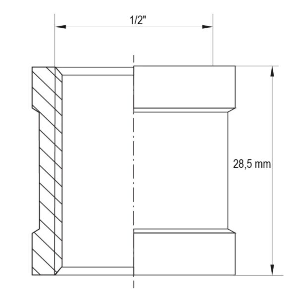 З'єднувальна муфта Koer KF.C06.WN - 1/2'' (Без нікелю) З'єднувальна муфта Koer KF.C06.WN - 1/2'' (Без нікелю)
