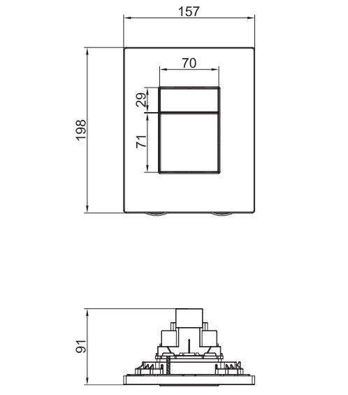 Панель змиву KOER KT-0607-01 157x198x3mm пластикова, кнопка квадратна (колір хром)