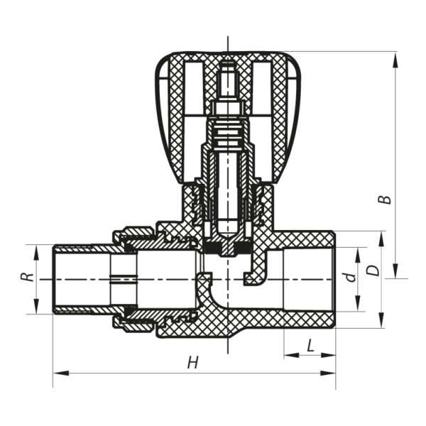 Вентиль радіаторний прямий PPR 20x1/2 (Koer K0165.PRO) Вентиль радіаторний прямий PPR 20x1/2 (Koer K0165.PRO)