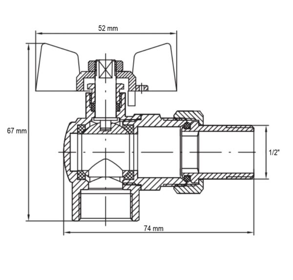 Кран з американкою 1/2" "антіпротечка"(Koer KR.228.W-Gi) кутовий білий Кран з американкою 1/2" "антіпротечка"(Koer KR.228.W-Gi) кутовий білий