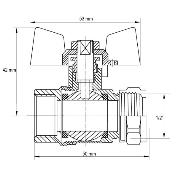 Кран кульовий Koer Wing 16x1/2M (KR.351)