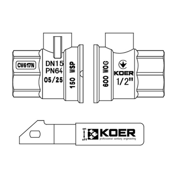 Кран кульовий ГШВ KOER EXTREME KE.215-15 - 1/2" FM ручка "важіль" червона Кран кульовий ГШВ KOER EXTREME KE.215-15 - 1/2" FM ручка "важіль" червона