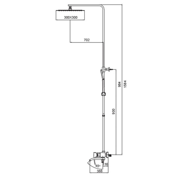 Душова колона зі змішувачем KOER KB-56007-04, 3 функції (Колір хром+білий)