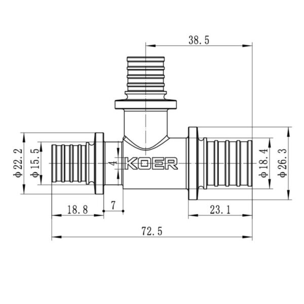 Трійник перехідний Koer KA.T20-16-16 - 20(2.8mm) x 16(2.2mm) x 16(2.2mm) Трійник перехідний Koer KA.T20-16-16 - 20(2.8mm) x 16(2.2mm) x 16(2.2mm)