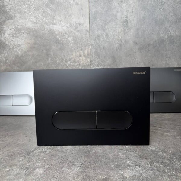 Панель змиву KOER KT-0608-05 240x160x10mm пластикова, кнопка закруглена (колір чорний матовий)