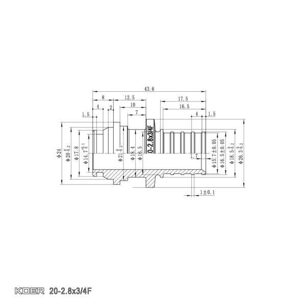 Перехідник під євроконус з накидною гайкою Koer KA.A08F-20E - 20(2.8mm) x 3/4"F Перехідник під євроконус з накидною гайкою Koer KA.A08F-20E - 20(2.8mm) x 3/4"F