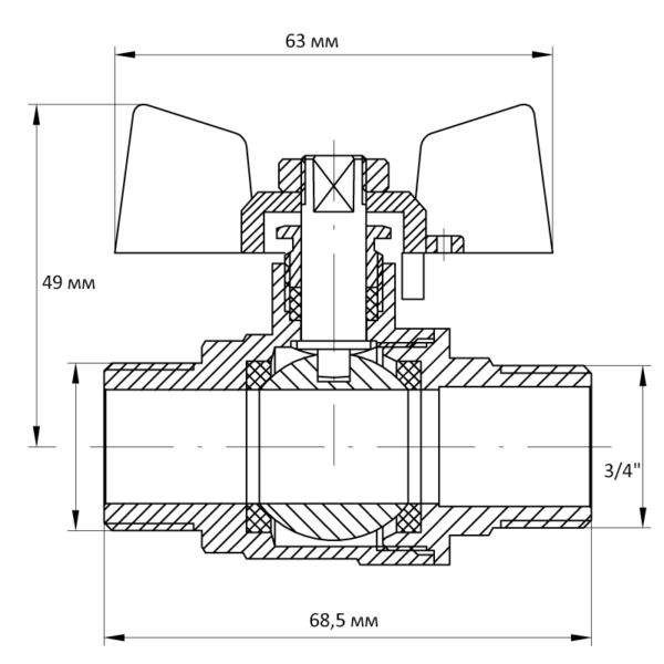Кран кульовий Koer 3/4" ШШМ (KR.219)