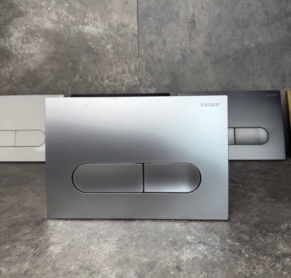 Панель змиву KOER KT-0608-14 240x160x10mm пластикова, кнопка закруглена (колір сатин)