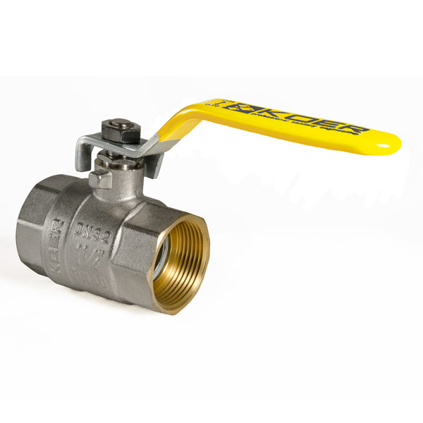 Кран кульовий KOER KR.214.G - 1 1/4" FF ГГВ YELLOW, ручка "важіль" жовта Кран кульовий KOER KR.214.G - 1 1/4" FF ГГВ YELLOW, ручка "важіль" жовта