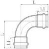 Коліно 90° дворозтрубне KOER KQ.L42-2 PRESS-INOX AISI 304 42x42