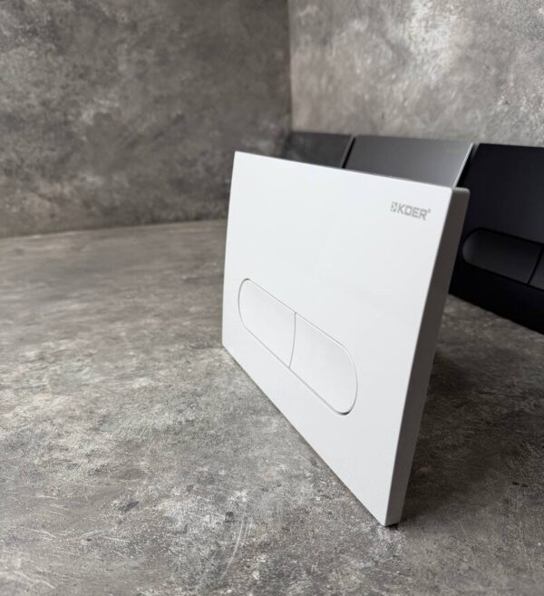 Панель змиву KOER KT-0608-03 240x160x10mm пластикова, кнопка закруглена (колір білий)