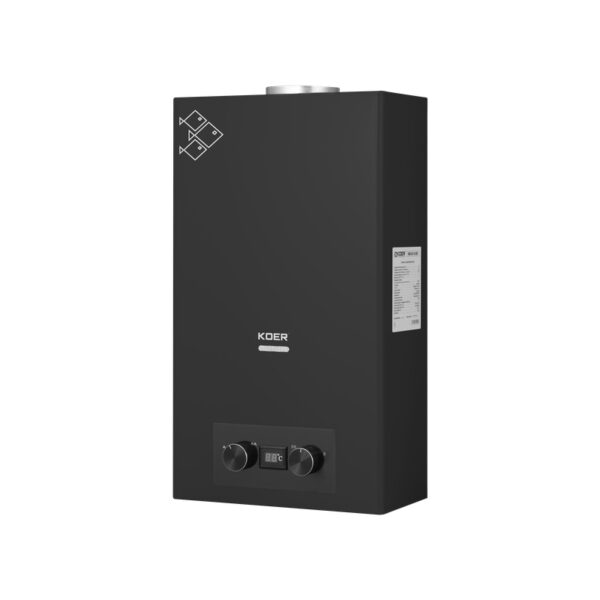 Газова колонка Koer KWH.G0110 BLACK димохідна 10 л/хв, колір чорний Газова колонка Koer KWH.G0110 BLACK димохідна 10 л/хв, колір чорний