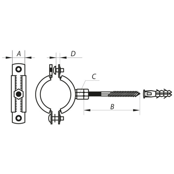 Хомут трубний оцинкований Koer KCB.10.G 1-1 / 4 "(38-43) сірий
