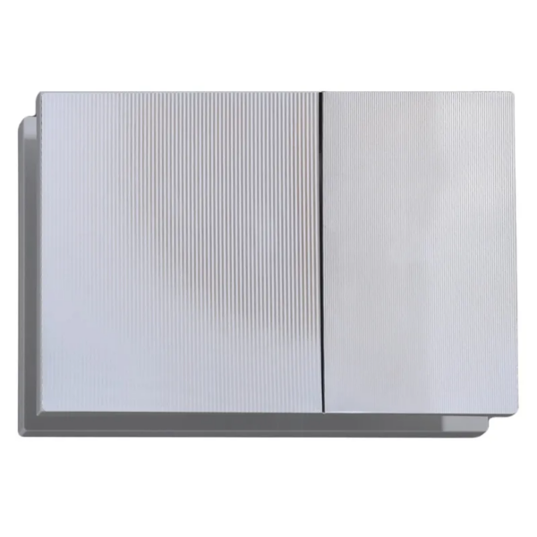 Панель змиву KOER KT-0610-STR-01 240x160x32mm пластикова, кнопка квадратна (колір хром з лінійною структурою) Панель змиву KOER KT-0610-STR-01 240x160x32mm пластикова, кнопка квадратна (колір хром з лінійною структурою)