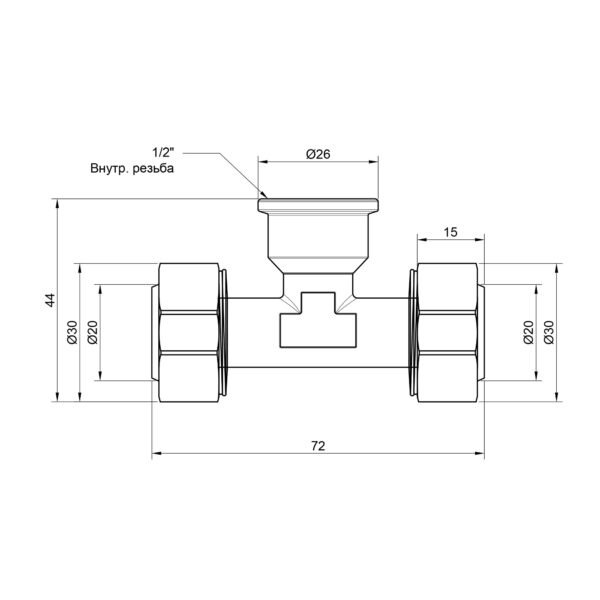 Трійник обтискний Thermo Alliance Standart 20х1/2"х20 ВР SD159W201520 Трійник обтискний Thermo Alliance Standart 20х1/2"х20 ВР SD159W201520