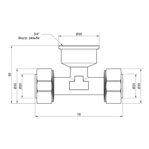 Трійник обтискний Thermo Alliance Standart 20х3/4"х20 ВР SD159W202020 Трійник обтискний Thermo Alliance Standart 20х3/4"х20 ВР SD159W202020