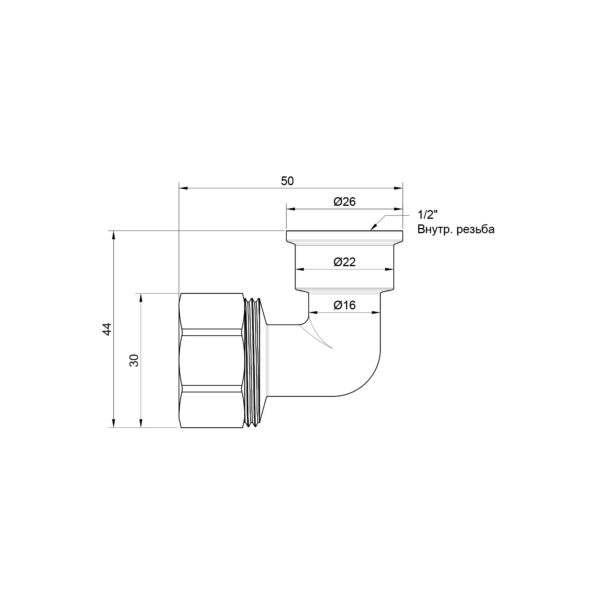 Кут обтискний Thermo Alliance Standart 20х1/2" ВР SD156W2015 Кут обтискний Thermo Alliance Standart 20х1/2" ВР SD156W2015