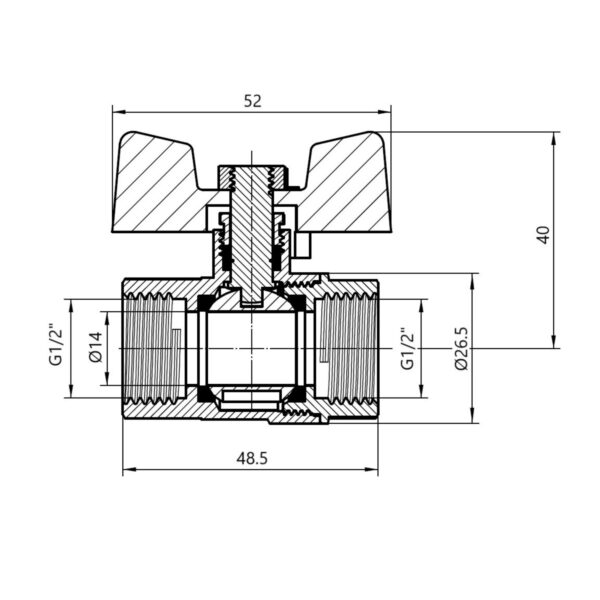 Кран кульовий Thermo Alliance Base 1/2" ВР для газу (метелик) SD602G15 Кран кульовий Thermo Alliance Base 1/2" ВР для газу (метелик) SD602G15