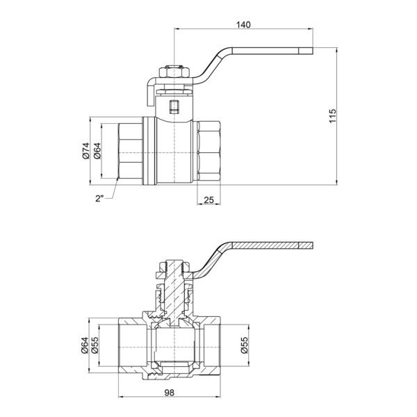 Кран кульовий Thermo Alliance Base 2" ВР для води (важіль) SD600W50 Кран кульовий Thermo Alliance Base 2" ВР для води (важіль) SD600W50