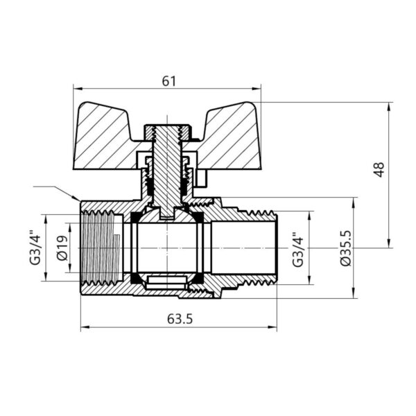 Кран кульовий Thermo Alliance Base 3/4" ВЗ для газу (метелик) SD607G20 Кран кульовий Thermo Alliance Base 3/4" ВЗ для газу (метелик) SD607G20