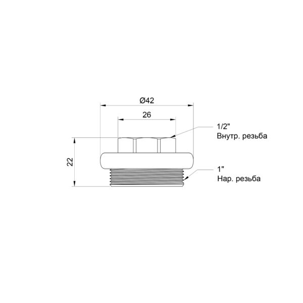 Футорка радіаторна Thermo Alliance Standart 1"х1/2" права SD11615D