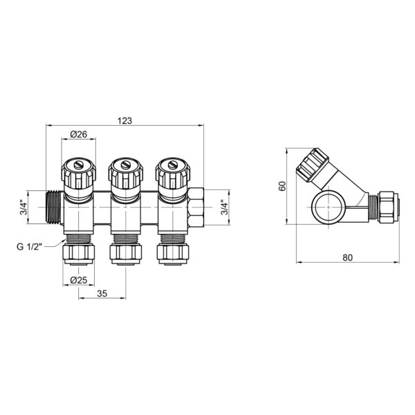 Колектор Thermo Alliance Standart 3/4" 3 виходи SD230W3 Колектор Thermo Alliance Standart 3/4" 3 виходи SD230W3