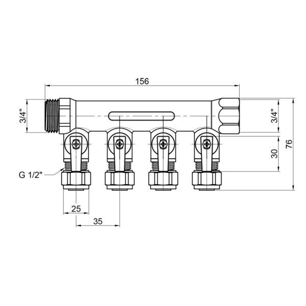 Колектор Thermo Alliance Standart 3/4" 4 виходи SD231W4 Колектор Thermo Alliance Standart 3/4" 4 виходи SD231W4