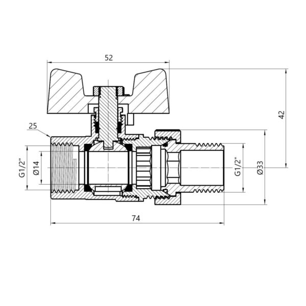 Кран кульовий "Американка" Thermo Alliance Standart прямий 1/2" ВЗ SD220W15 Кран кульовий "Американка" Thermo Alliance Standart прямий 1/2" ВЗ SD220W15