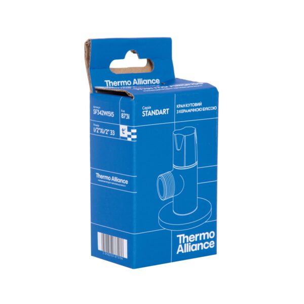 Кран угловой Thermo Alliance Standart (ручка круглая) с керам.буксой 1/2"З х 1/2"З SF342W1515 Кран кутовий Thermo Alliance Standart (ручка кругла) з керам.буксою 1/2"З х 1/2"З SF342W1515