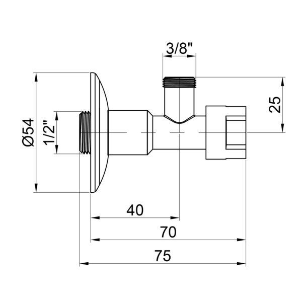 Кран приладовий буксовий Icma 1/2" х3/8" кутовий №519 Кран приладовий буксовий Icma 1/2" х3/8" кутовий №519
