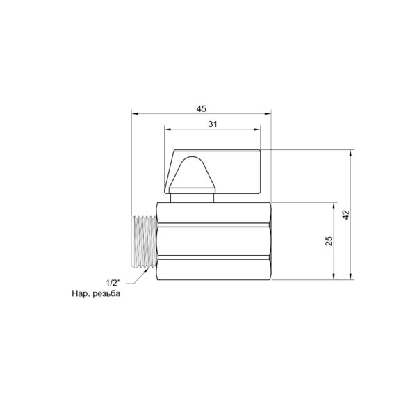 Кран кульовий Thermo Alliance Standart "Mini" 1/2" ВЗ SD188W15 Кран кульовий Thermo Alliance Standart "Mini" 1/2" ВЗ SD188W15