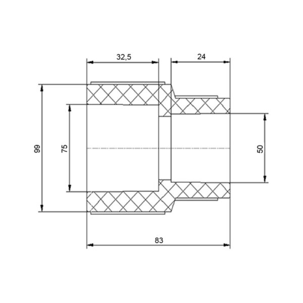 Муфта PPR Blue Ocean 75х50 редукційна Муфта PPR Blue Ocean 75х50 редукційна