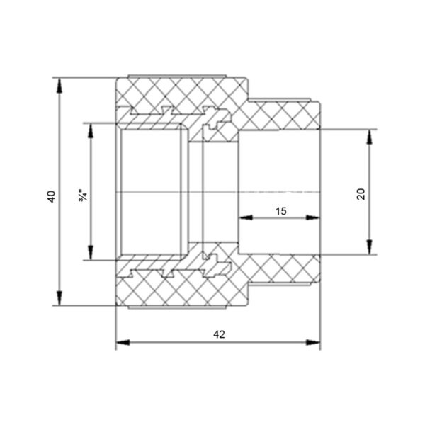 Муфта PPR Blue Ocean 20х3/4" ВР Муфта PPR Blue Ocean 20х3/4" ВР