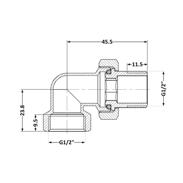 Згін-американка Thermo Alliance Base 1/2"ВЗ кутова, нікель SD191W15 Згін-американка Thermo Alliance Base 1/2"ВЗ кутова, нікель SD191W15