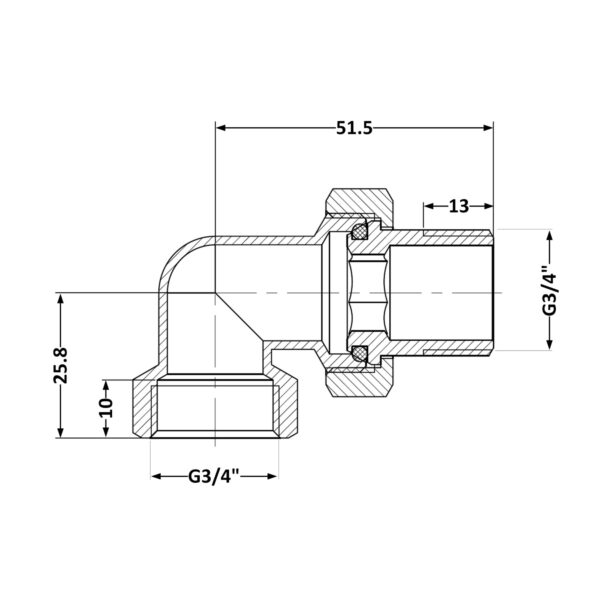 Згон-американка Thermo Alliance Base 3/4"ВЗ никель, угловой SD191W20 Згін-американка Thermo Alliance Base 3/4"ВЗ нікель, кутовий SD191W20