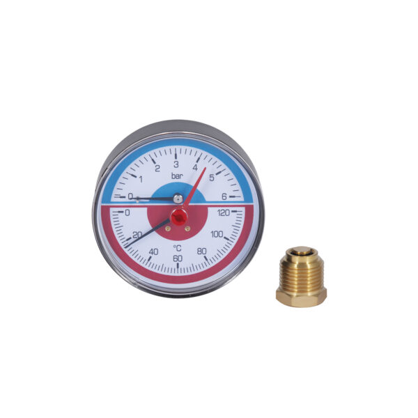 Термоманометр Icma 1/2" 0-6 бар, заднє підключення №259 Термоманометр Icma 1/2" 0-6 бар, заднє підключення №259
