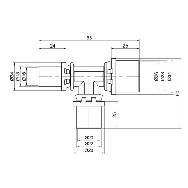 Тройник пресс Icma 16х20х26 No406 Трійник прес Icma 16х20х26 №406