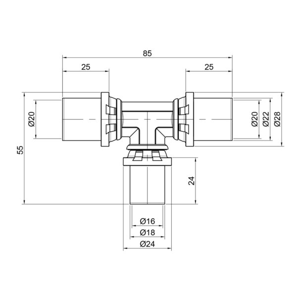 Тройник пресс Icma 20х16х20 No406 Трійник прес Icma 20х16х20 №406
