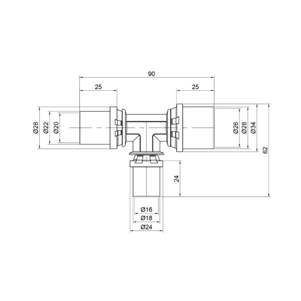 Тройник пресс Icma 20х16х26 No406 Трійник прес Icma 20х16х26 №406