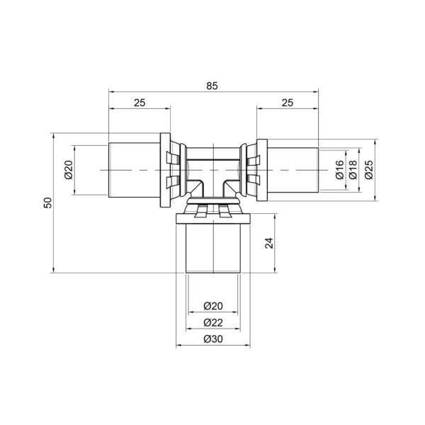 Трійник прес Icma 20х20х16 №406 Трійник прес Icma 20х20х16 №406