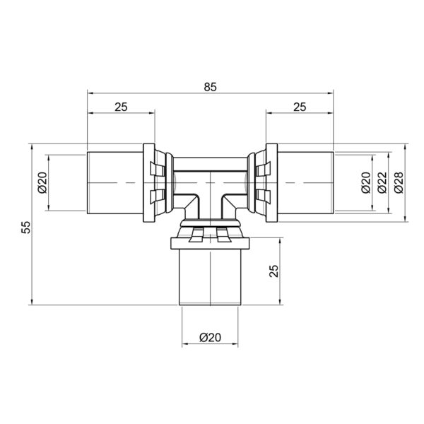 Тройник пресс Icma 20х20х20 No406 Трійник прес Icma 20х20х20 №406