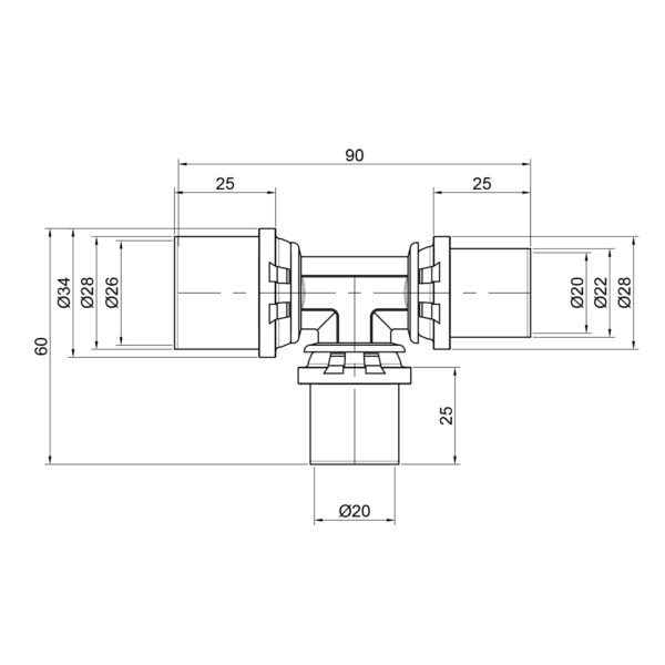 Тройник пресс Icma 20х20х26 No406 Трійник прес Icma 20х20х26 №406