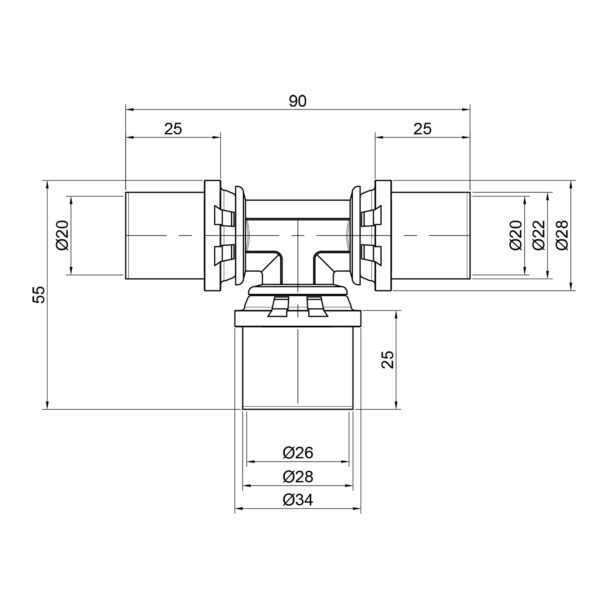 Тройник пресс Icma 20х26х20 No406 Трійник прес Icma 20х26х20 №406