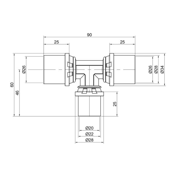 Тройник пресс Icma 26х20х26 No406 Трійник прес Icma 26х20х26 №406