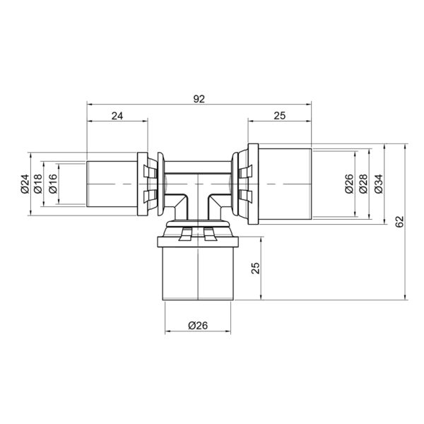 Тройник пресс Icma 26х26х16 No406 Трійник прес Icma 26х26х16 №406