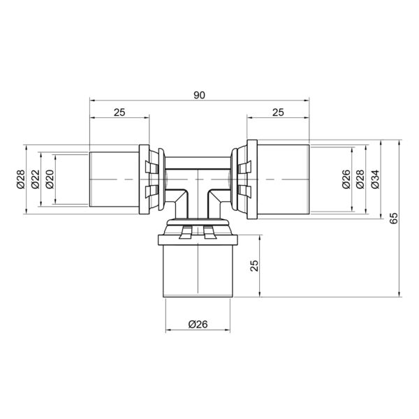 Тройник пресс Icma 26х26х20 No406 Трійник прес Icma 26х26х20 №406